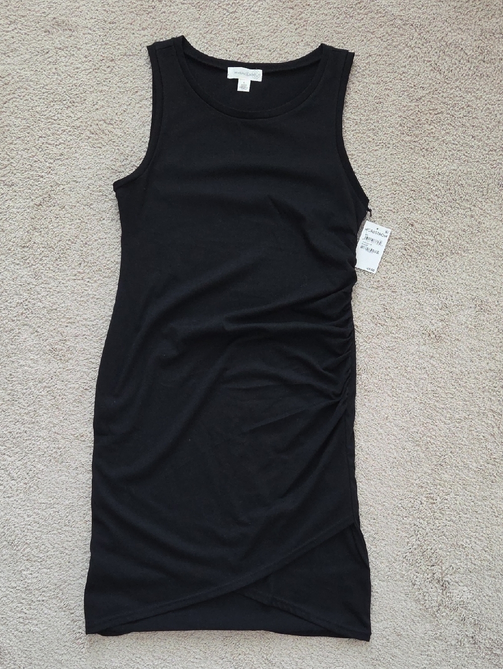 Treasure & Bond Black Sleeveless Ruched Midi Dress